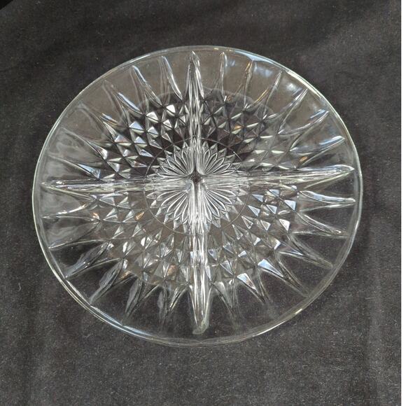 Vintage Anchor Hocking Crown Point 10" Round 4 Part Relish Pickle Tidbit Dish - Picture 6 of 11